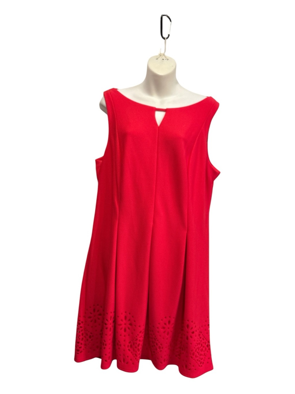 Jessica Howard Vibrant Pink Sleeveless A-Line Dress with Eyelet Hem size 18